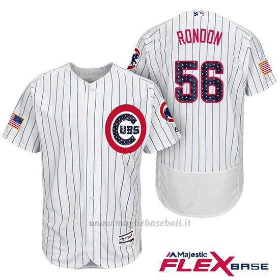 Maglia Baseball Uomo Chicago Cubs 2017 Estrellas y Rayas Cubs 56 Hector Rondon Bianco Flex Base